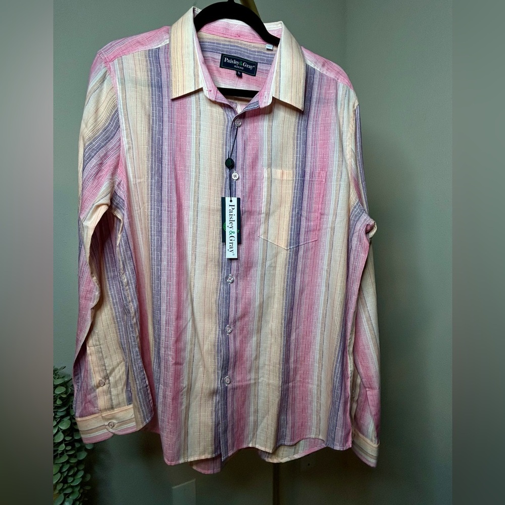 NWT Paisley & Gray Summer Stripe button down